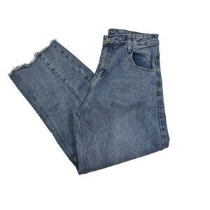 Nianqingsecai Jeans 1980 Raw Hem Barrel Cut Medium Wash Jeans Women's Size M